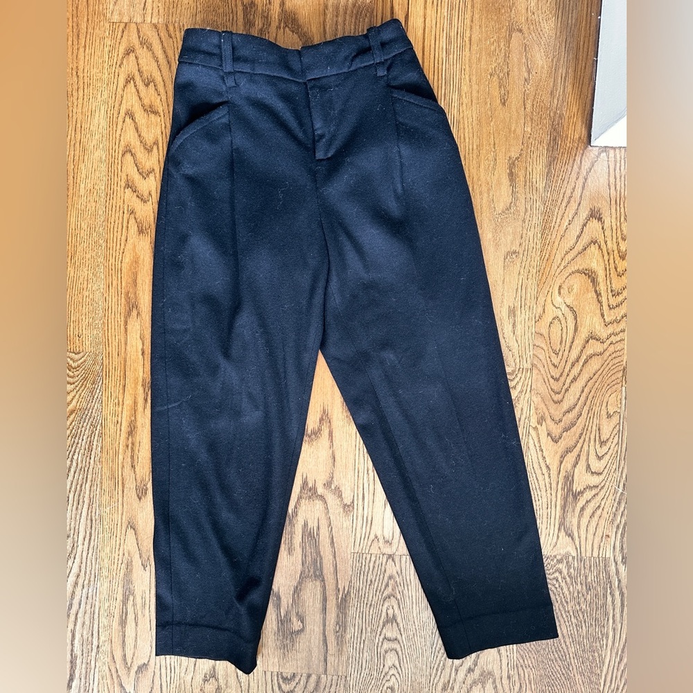 Banana Republic Pleated Wool-Blend Black Tailored Trouser Pants
